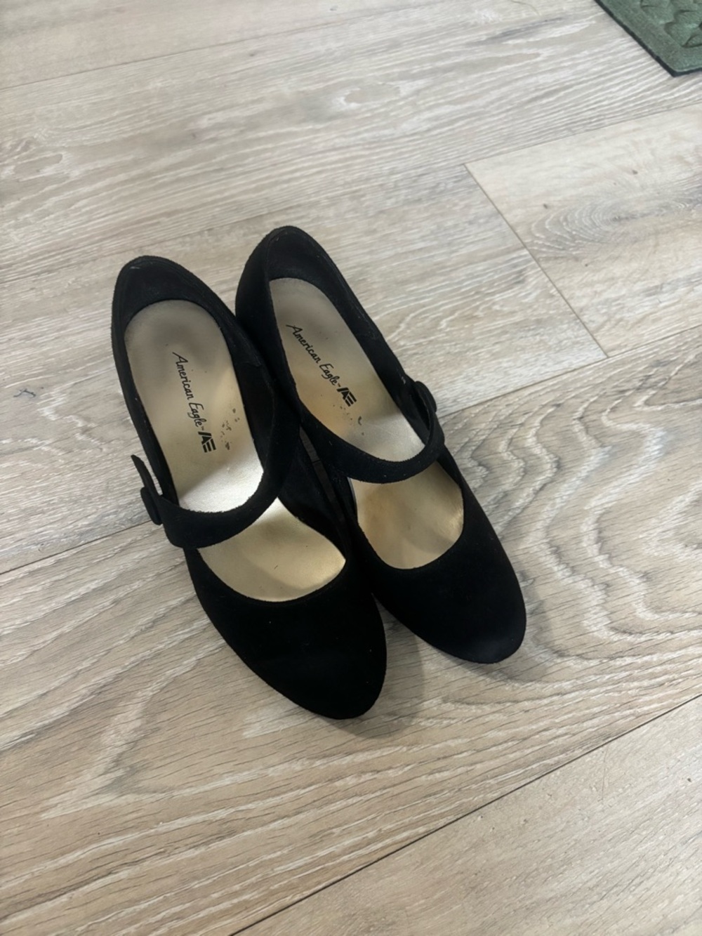 American Eagle Outfitters Black Suede Mary Jane Heels